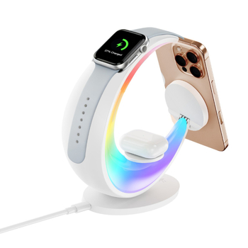 Φωτιστικό σεληνόφωτο με ασύρματη φόρτιση – διακοσμητικό νυχτερινό φως κομοδίνου, αλλάζει χρώματα, προσαρμόσιμο (Μοντέλο JILV, 15W QC3.0)