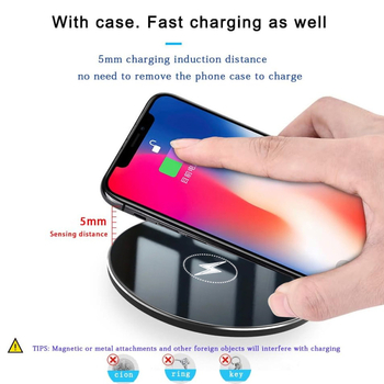 X10 Ασύρματος Φορτιστής, στρογγυλός σχεδιασμός, 15W γρήγορη φόρτιση, αντιολισθητικό δαχτυλίδι καουτσούκ, για γραφείο, QC 3.0