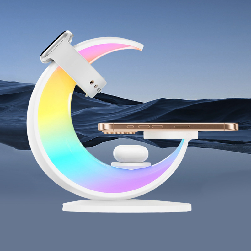 Λυχνία σελήνης με ασύρματο φορτιστή QC 3.0, νυχτερινό φωτιστικό κομοδίνης με αλλαγή χρωμάτων, έξοδος 15W, συνολική ισχύς 23W