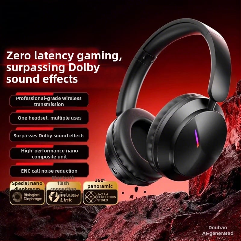 Ασύρματο Bluetooth κράνος για το κεφάλι — Bluetooth 5.4, εμβέλεια 15 μ., μπαταρία άνω των 8 ωρών, IPX5, χαμηλή καθυστέρηση για esports, στερεοφωνικός ήχος