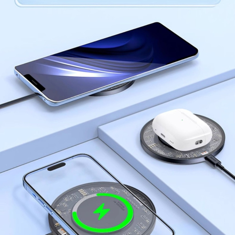 Baseus druhá generácia minimalistická bezdrôtová nabíjačka 15W, stolné rýchle nabíjanie, magnetické nabíjanie, QC3.0 kompatibilné, nabíjanie pri nízkych teplotách
