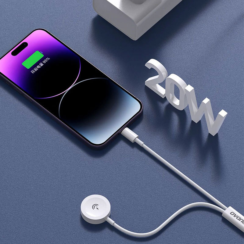 DUDAO 2-u-1 bežični punjač za Apple Watch i pametni telefon, PD 20W, magnetsko punjenje, kabel 1,2 m