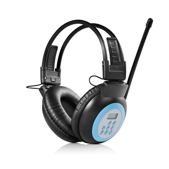 Bezdrôtové FM slúchadlá pre výučbu jazykov, 40 mm ovládače, 3,5 mm konektor, rozsah frekvencií 20–18000 Hz, 1% skreslenie, nositeľné na hlave