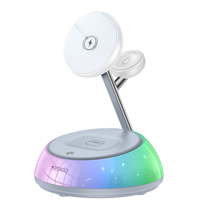 Yesido încărcător wireless 3-în-1 cu încărcare magnetică, 20W PD, pentru Apple Watch