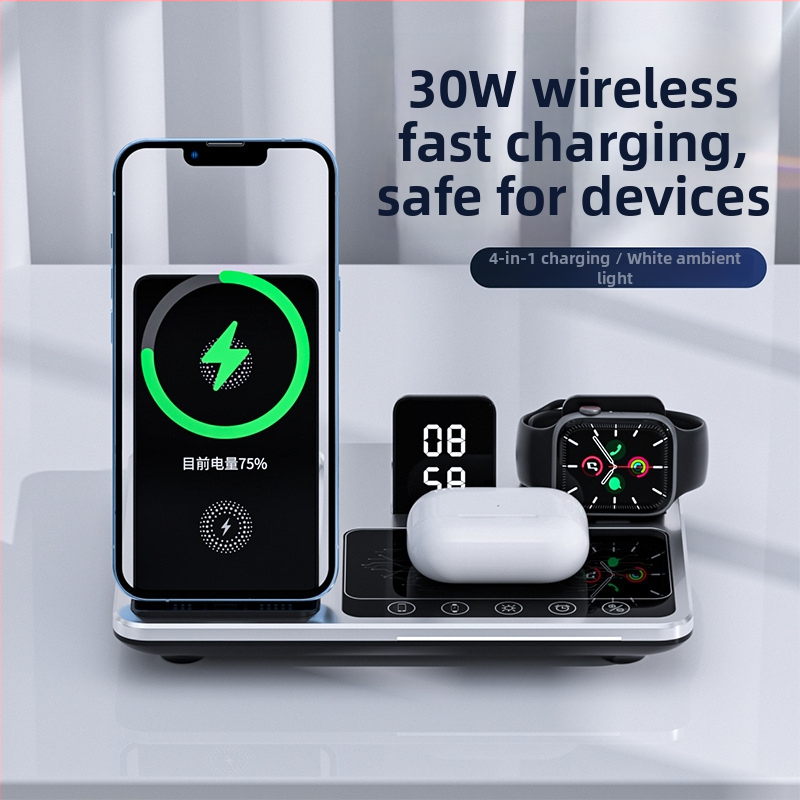 Viacúčelová stolová bezdrôtová nabíjačka – Apple kompatibilný, 15W rýchle nabíjanie, celkový výkon 22,5W, výstupný prúd 2,5A, QC2.0 protokol