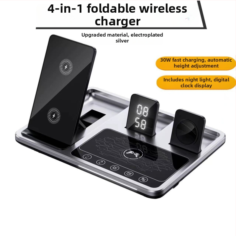 Viacúčelová stolová bezdrôtová nabíjačka – Apple kompatibilný, 15W rýchle nabíjanie, celkový výkon 22,5W, výstupný prúd 2,5A, QC2.0 protokol