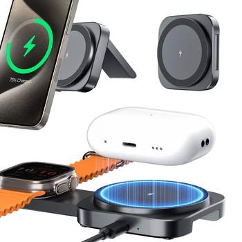 Sklopivi stolni 3-u-1 bezični punjač s magnetskim napajanjem za Apple Watch, prijenosni držač, PD brzo punjenje 15W