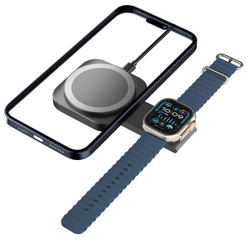 Sklopivi stolni 3-u-1 bezični punjač s magnetskim napajanjem za Apple Watch, prijenosni držač, PD brzo punjenje 15W