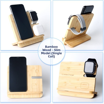 Όλα-σε-ένα ασύρματο φορτιστή γραφείου για κινητό, ρολόι και ακουστικά — ξύλινη βάση 15W, QC 3.0, μαγνητική φόρτιση