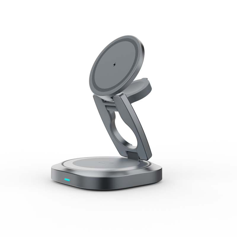 Încărcător wireless pliabil rotativ Qi2.2 25W pentru telefon, încărcare rapidă 3‑în‑1 pentru ceas (PD, încărcare magnetică)