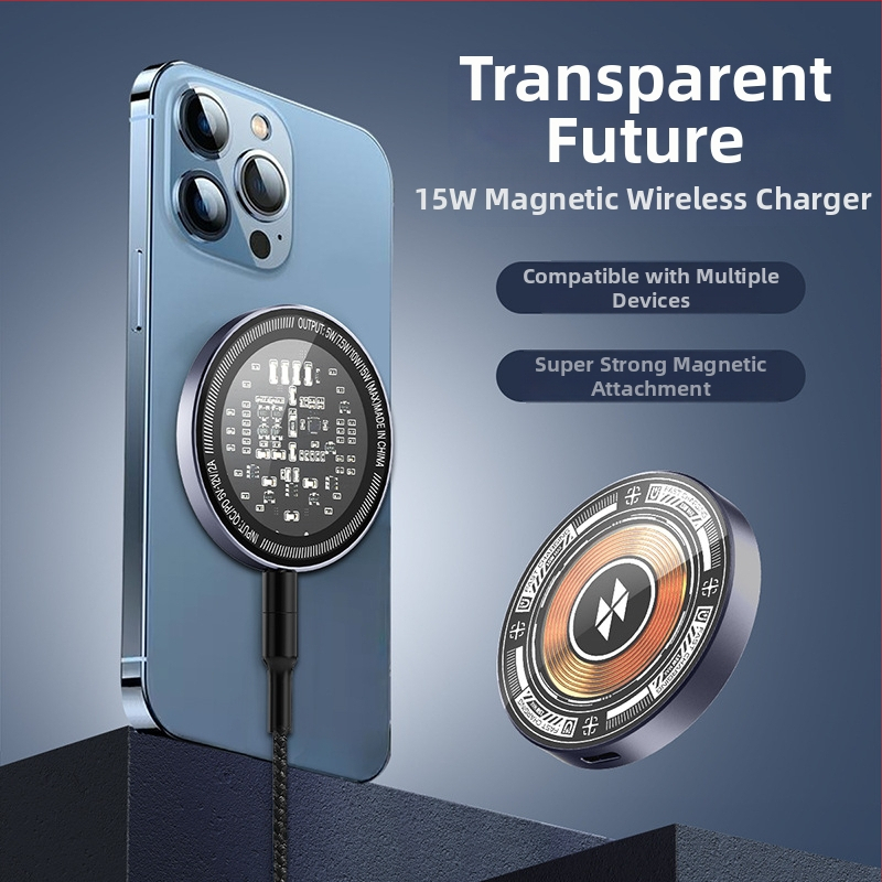 Priehľadný magnetický bezdrôtový nabíjač pre Apple iPhone — 15W PD rýchle nabíjanie