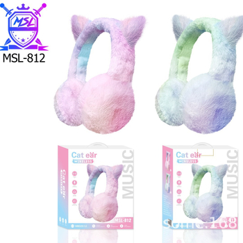 MSL-812 Ακουστικά με γούνινα αυτιά γάτας (Bluetooth 5.0, εμβέλεια 10 μ., σχεδιασμός για τοποθέτηση στο κεφάλι, μουσική και κλήσεις)