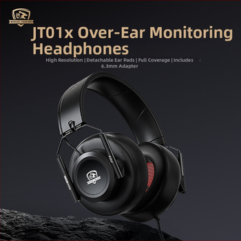 Wolfhound JT01x káblové monitorové slúchadlá na nahrávanie a živé vysielanie, 40 mm reproduktory, frekvenčný rozsah 20–20000 Hz, 3,5/6,3 mm konektor, 3 m kábel