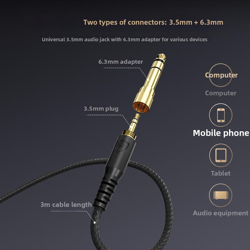 Wolfhound JT01x káblové monitorové slúchadlá na nahrávanie a živé vysielanie, 40 mm reproduktory, frekvenčný rozsah 20–20000 Hz, 3,5/6,3 mm konektor, 3 m kábel