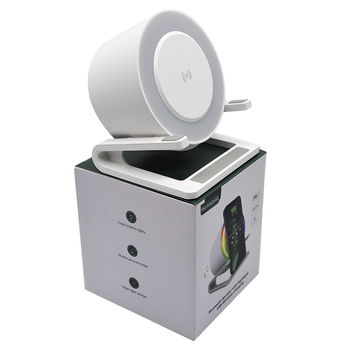 Ηχείο Bluetooth με ασύρματο φορτιστή 15W, 5W έξοδος ήχου, QC3.0 γρήγορη φόρτιση, RGB φως περιβάλλοντος, 3 επίπεδα νυχτερινής φωτός