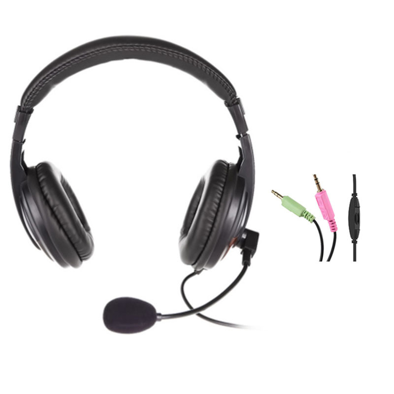 Drôtové slúchadlá s mikrofónom pre PC – 3,5 mm konektor, 32 Ω impedance, frekvenčný rozsah 38–40 Hz, kábel 1,5 m