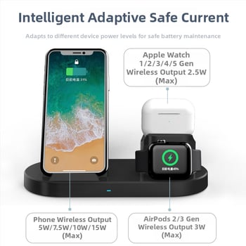 Tri-u-jednom bežični punjač 15W za Apple Watch i slušalice uz punjačku stanicu, USB-C, QC3.0