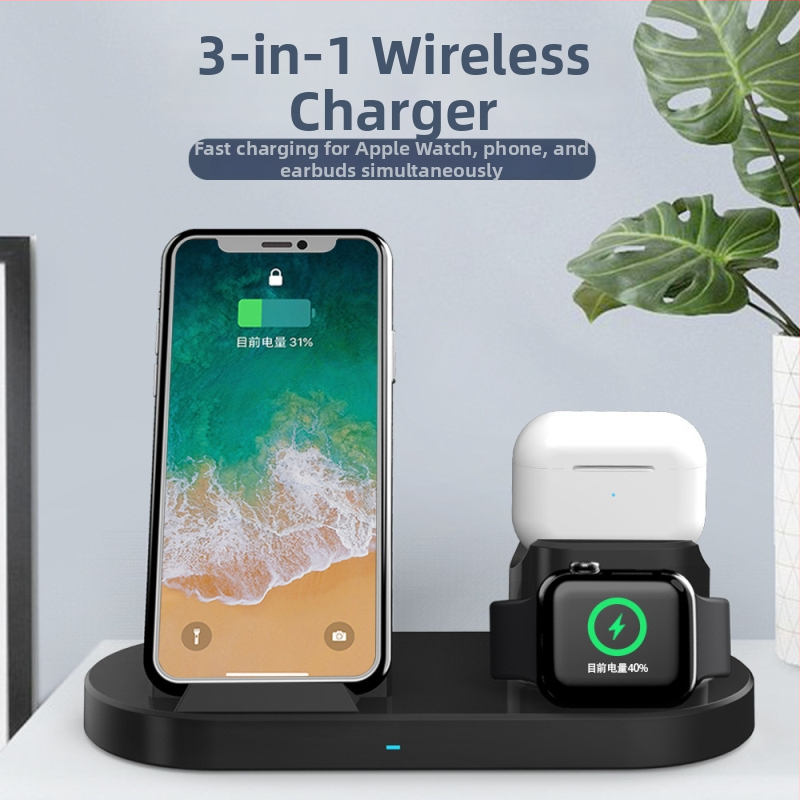 Tri-u-jednom bežični punjač 15W za Apple Watch i slušalice uz punjačku stanicu, USB-C, QC3.0