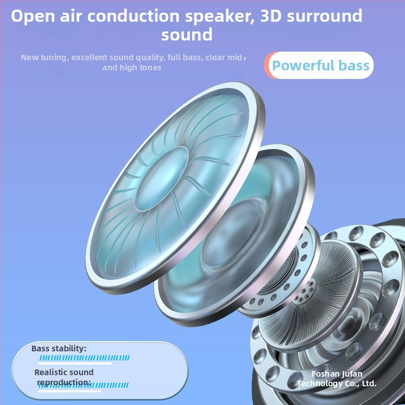 Športové slúchadlá s vzdušnou vodivosťou, zadné upevnenie na krku, bezdrôtové Bluetooth slúchadlá (Huawei čip, výdrž batérie 0–4 h, vodeodolné, Bluetooth 1.1)
