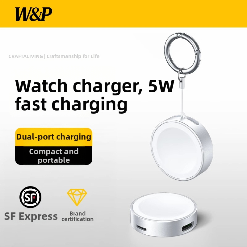 W&P magnetické rýchlo nabíjacie stojan pre Apple Watch S10 / Séria 8–9, 5W, 0.5A, QC4.0