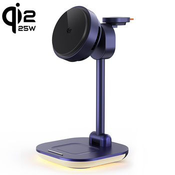 Qi2.2 4-v-1 Bezdrôtová nabíjačka, skladacia LED nočná lampa a držiak na telefón, 15W max, magnetické nabíjanie