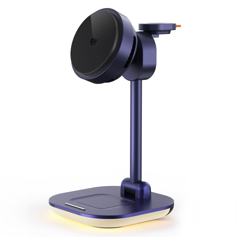 Qi2.2 4-v-1 Bezdrôtová nabíjačka, skladacia LED nočná lampa a držiak na telefón, 15W max, magnetické nabíjanie