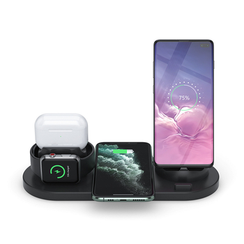 Šesť v jednom bezdrôtová nabíjačka pre Apple iPhone, hodinky a slúchadlá — celkový výkon 23W, bezdrôtové nabíjanie 15W, QC 3.0 rýchle nabíjanie