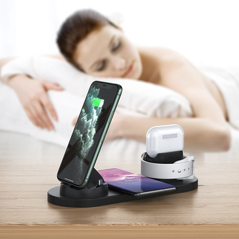 Šesť v jednom bezdrôtová nabíjačka pre Apple iPhone, hodinky a slúchadlá — celkový výkon 23W, bezdrôtové nabíjanie 15W, QC 3.0 rýchle nabíjanie