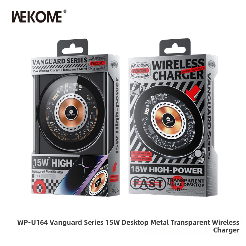 15W bezdrôtová nabíjačka pre iPhone 15, kovová konštrukcia, kruhový priehľadný dizajn, magnetické nabíjanie