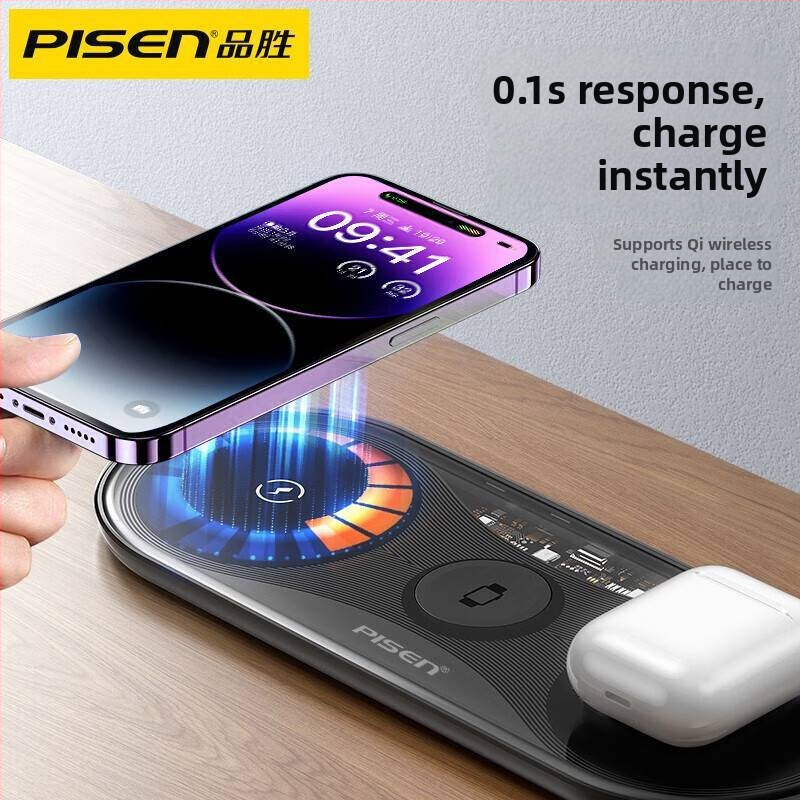 Trojvazný bezdrôtový nabíjač WX03XY-C40 s PD, 15W, univerzálny nabíjač pre telefón a hodinky