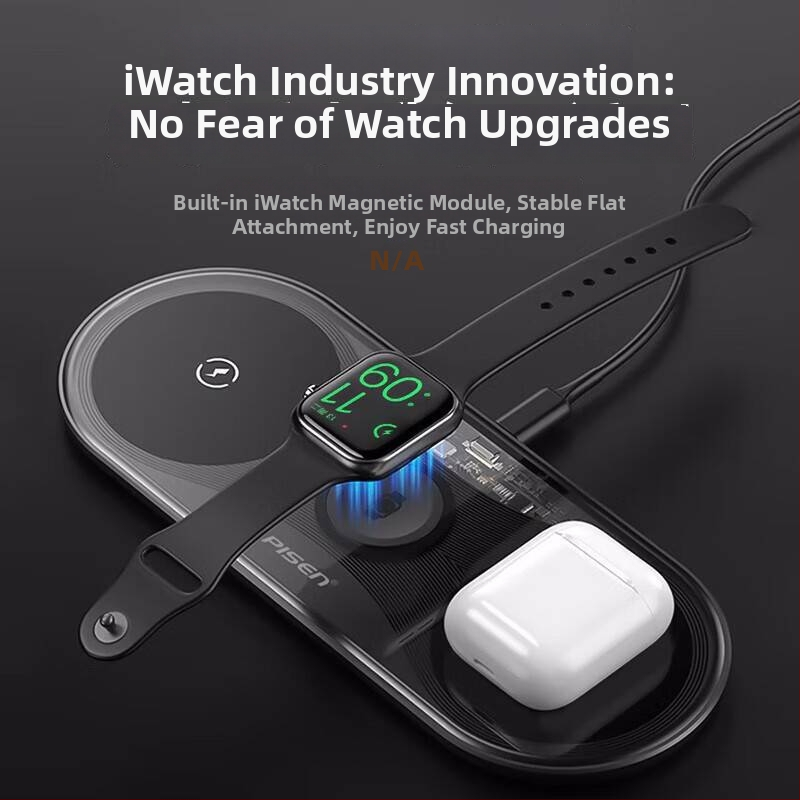 Trojvazný bezdrôtový nabíjač WX03XY-C40 s PD, 15W, univerzálny nabíjač pre telefón a hodinky