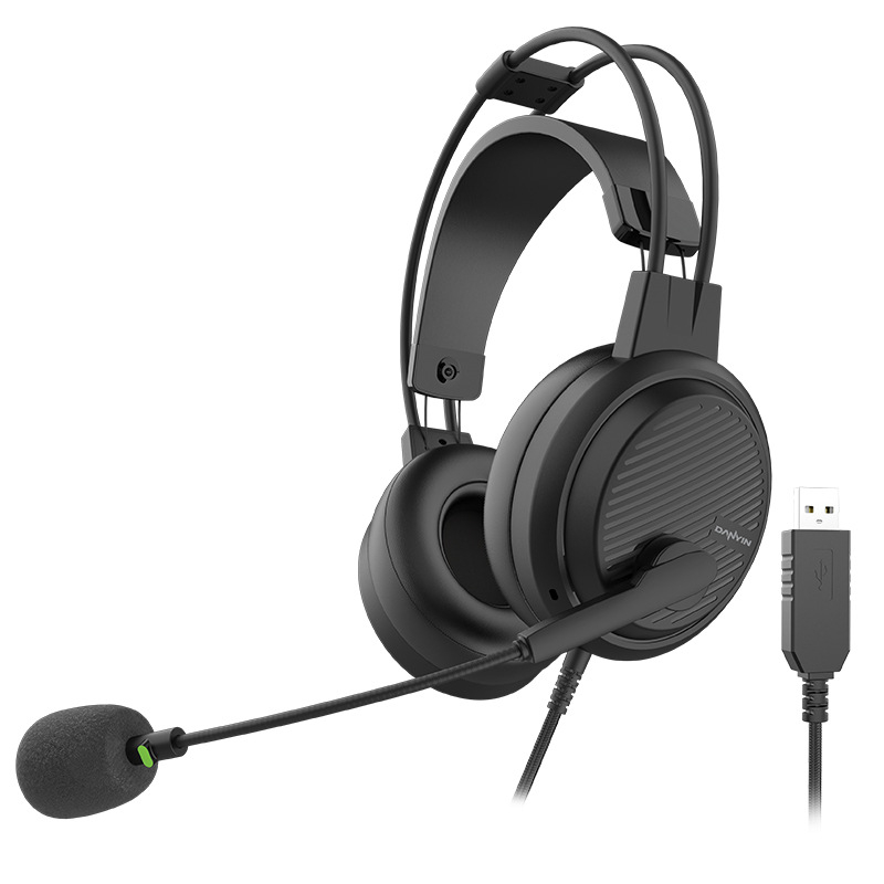 Žične USB slušalice D5000 za PC, 50 mm zvučnici, kožne ušne navlake, 2,8 m pleteni kabel, raspon frekvencija 20–2000 Hz, distorzija 3%, ugrađeni mikrofon