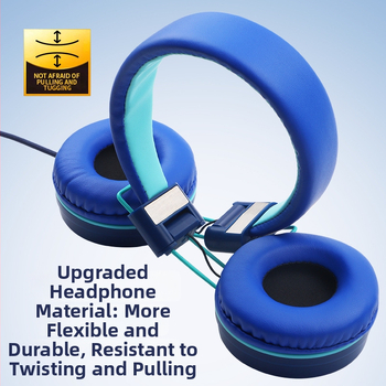 Vodiace slúchadlá pre študentov a deti, nastaviteľné a skladacie, s mikrofónom pre online vyučovanie — 40 mm reproduktory, impedance 32 Ω, frekvenčný rozsah 20–20000 Hz, USB-C a 3,5 mm konektor
