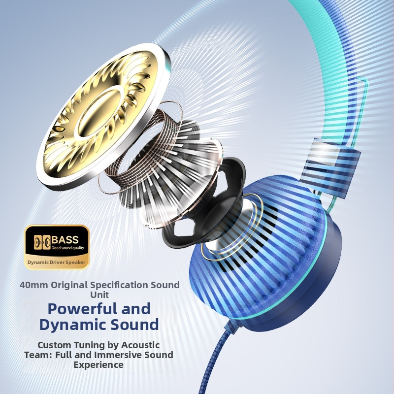 Vodiace slúchadlá pre študentov a deti, nastaviteľné a skladacie, s mikrofónom pre online vyučovanie — 40 mm reproduktory, impedance 32 Ω, frekvenčný rozsah 20–20000 Hz, USB-C a 3,5 mm konektor