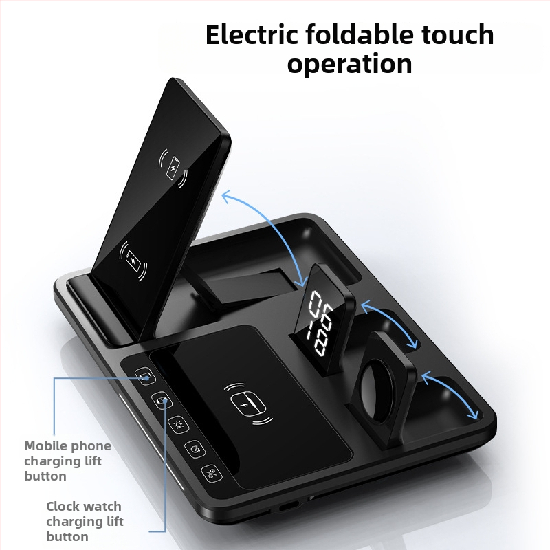 Nothing Bezdrôtová nabíjačka štyroch v jednom s stolovým sklápacím držiakom – 15W QC 3.0 rýchle bezdrôtové nabíjanie, 2A výstup