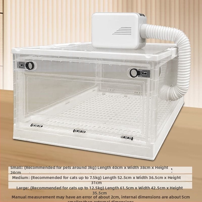 Háziállat szárító doboz macskáknak és kutyáknak, állandó hőmérséklet, teljesítmény 2000 W fölött, Modell 1, Feszültség ≤36 V, Túlmelegedés elleni védelem nélkül