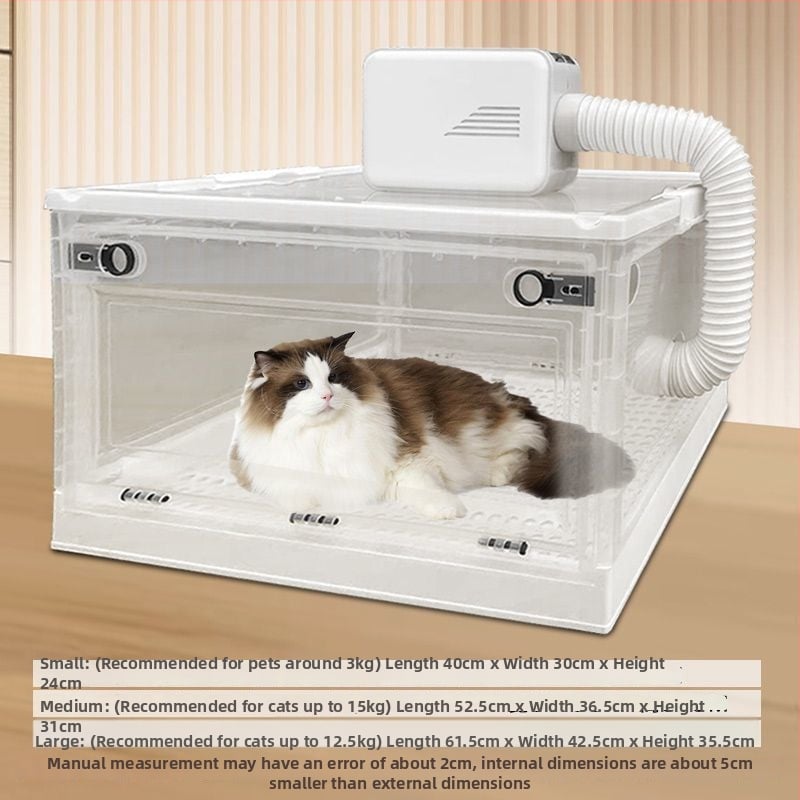 Háziállat szárító doboz macskáknak és kutyáknak, állandó hőmérséklet, teljesítmény 2000 W fölött, Modell 1, Feszültség ≤36 V, Túlmelegedés elleni védelem nélkül