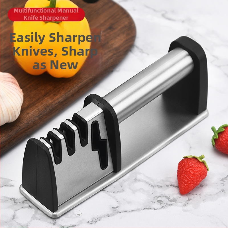 4-v-1 brúsič nožov, ručný kuchynský nástroj, s wolfrámovou oceľou a diamantovou brúsnou plochou