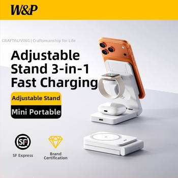 3-in-1 vezeték nélküli töltő mágneses gyors töltéssel és teleszkópos állvánnyal iPhone-hoz - 25W, 5A, Testreszabás támogatott