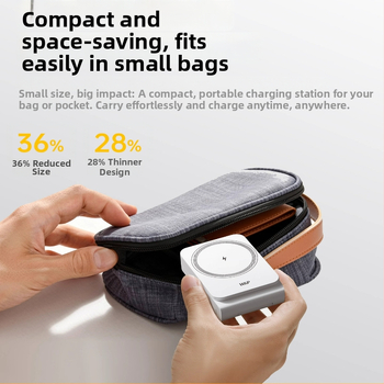 3-in-1 vezeték nélküli töltő mágneses gyors töltéssel és teleszkópos állvánnyal iPhone-hoz - 25W, 5A, Testreszabás támogatott