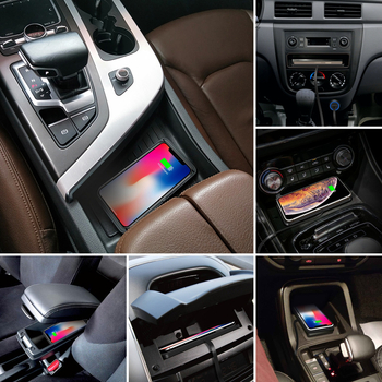 Autóvezeték nélküli töltő 15W USB gyors töltés QC3.0, 2A kimenet, sík csúszásmentes alátét