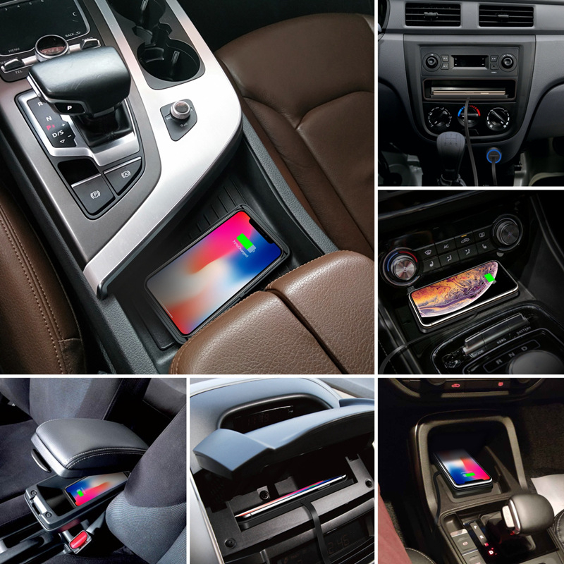 Autóvezeték nélküli töltő 15W USB gyors töltés QC3.0, 2A kimenet, sík csúszásmentes alátét