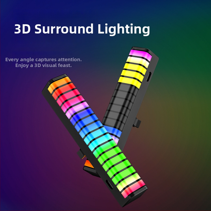 Automobiļu LED apkārtnes gaisma ar mūzikas spektra sensoru un balss vadību, taisnstūra lampas korpuss, PVC abažūrs, PVC pamatne, 5V barošana