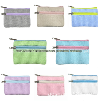 Aoshan corduroy mincovník s dvojitým zipsom, priehradka na karty, pre ženy – mestský minimalistický štýl, podšívka z polyesteru, jeseň 2024