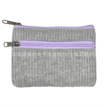 Aoshan corduroy mincovník s dvojitým zipsom, priehradka na karty, pre ženy – mestský minimalistický štýl, podšívka z polyesteru, jeseň 2024