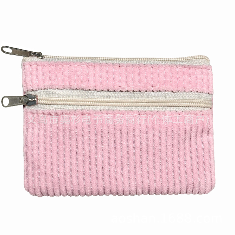 Aoshan corduroy mincovník s dvojitým zipsom, priehradka na karty, pre ženy – mestský minimalistický štýl, podšívka z polyesteru, jeseň 2024