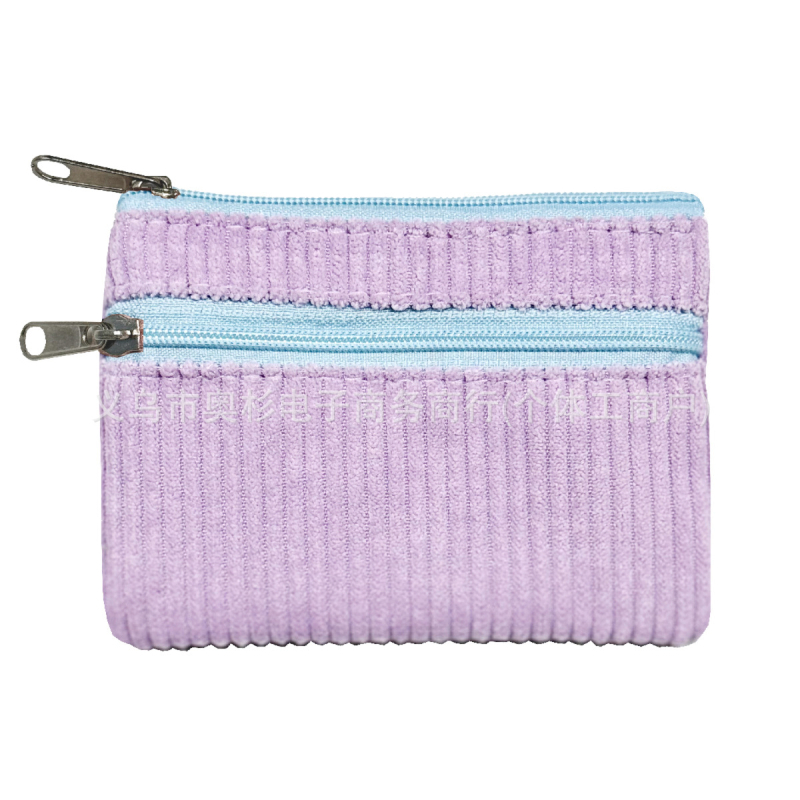 Aoshan corduroy mincovník s dvojitým zipsom, priehradka na karty, pre ženy – mestský minimalistický štýl, podšívka z polyesteru, jeseň 2024