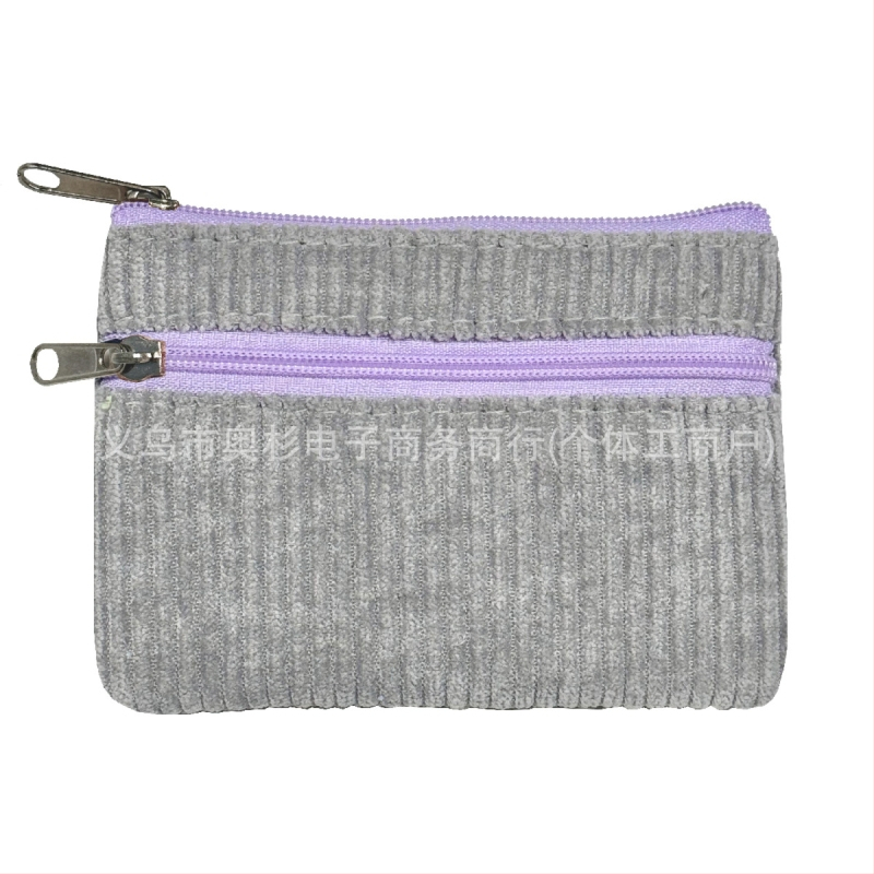 Aoshan corduroy mincovník s dvojitým zipsom, priehradka na karty, pre ženy – mestský minimalistický štýl, podšívka z polyesteru, jeseň 2024