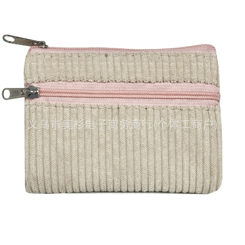 Aoshan corduroy mincovník s dvojitým zipsom, priehradka na karty, pre ženy – mestský minimalistický štýl, podšívka z polyesteru, jeseň 2024