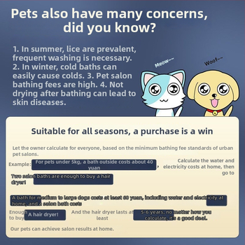 Mājdzīvnieku matu fēns ar augstu gaisa plūsmu suņiem un kaķiem (Modelis 1, 2000W+, ≤36V, Universāls)